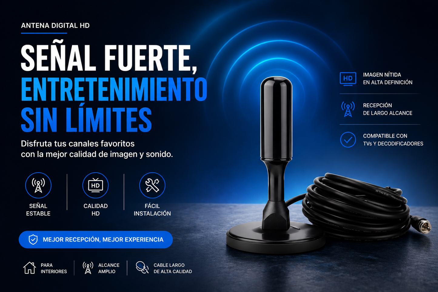 Antena de TV digital Full HD