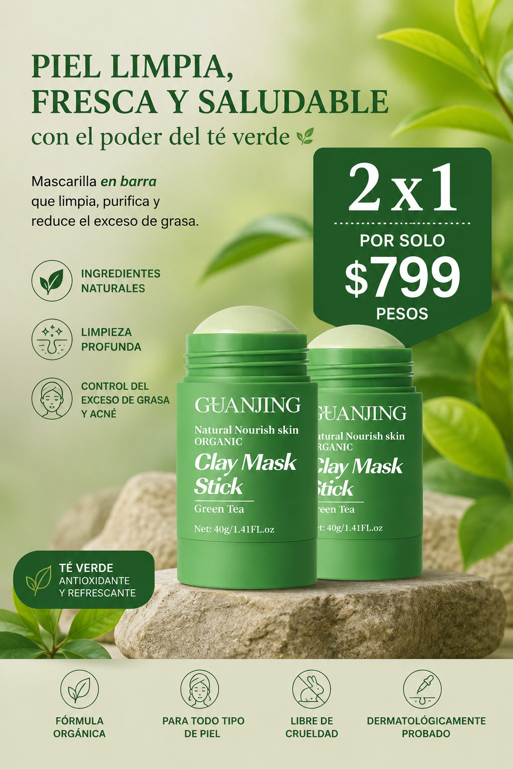 Mascarilla Facial Purificante de Té Verde