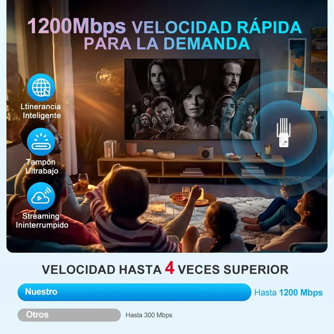 Repetidor WiFi de Doble Banda 1200 Mbps | Internet Rápido en Toda tu Casa